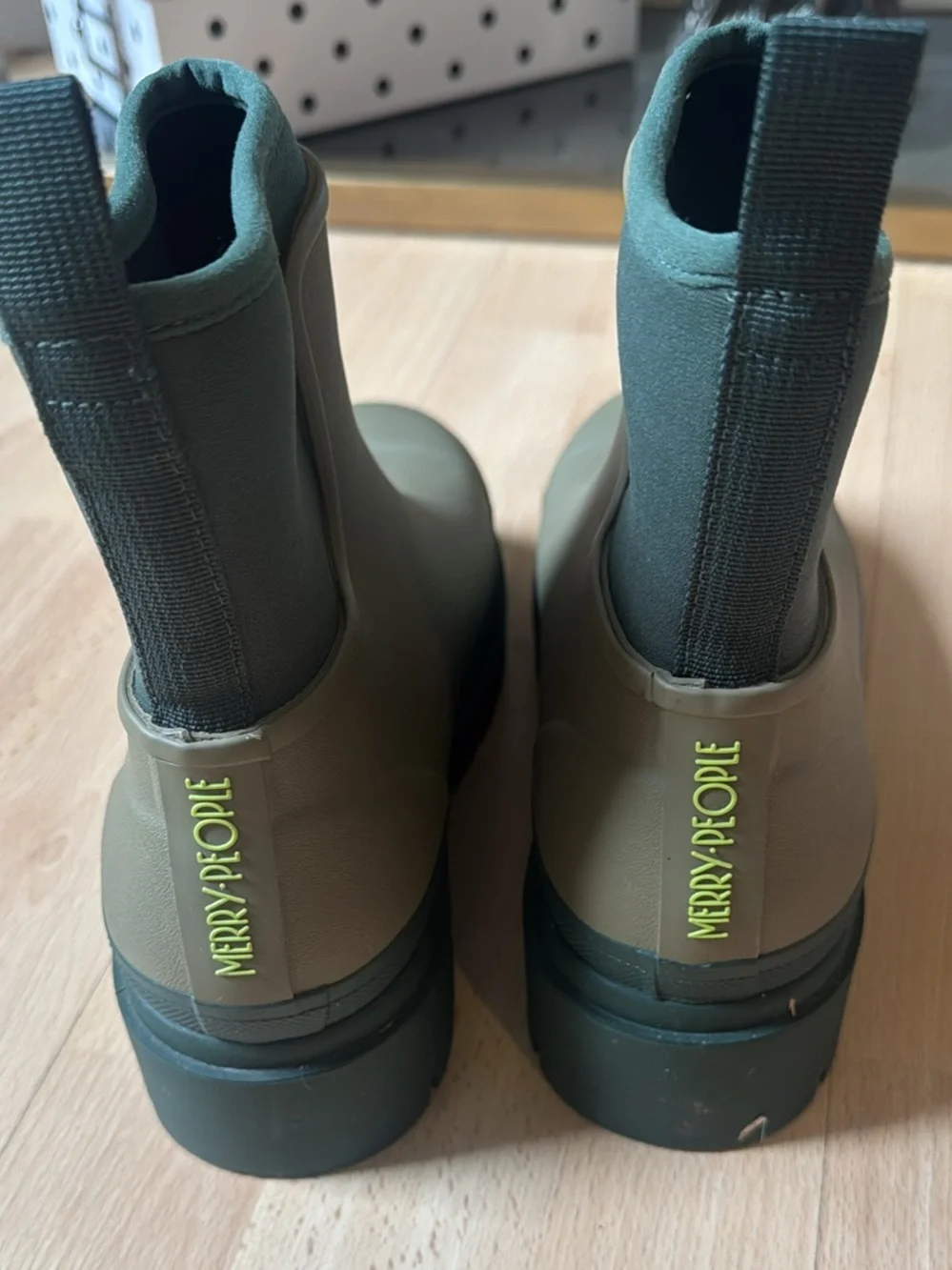 Merry-People Tully Ankle Rain Boot Khaki Green size 39